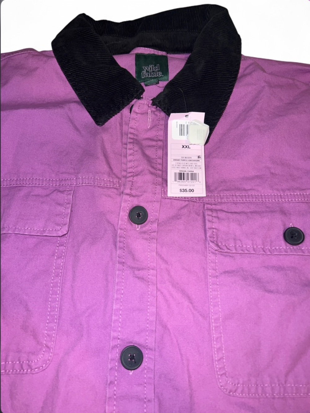wild fable Purple Cropped Jean Jacket with Black corduroy Collar nwt - Picture 3 of 5
